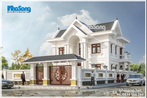 Mẫu nhà biệt thự 2 tầng mái thái kiểu Âu Châu độc đáo tại Ý Yên - Nam Định BT16017