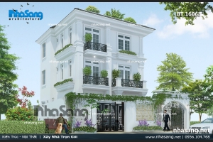 Mẫu nhà nông thôn 3 tầng mái bằng mặt tiền 8.3m 4 phòng ngủ chi phí rẻ tại Hưng Yên BT16068