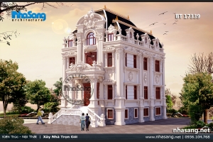 Ấn tượng biệt thự Pháp cổ 3 tầng có bán hầm mái Mansard 10.2m x 17m tinh xảo tại Nam Định BT17339